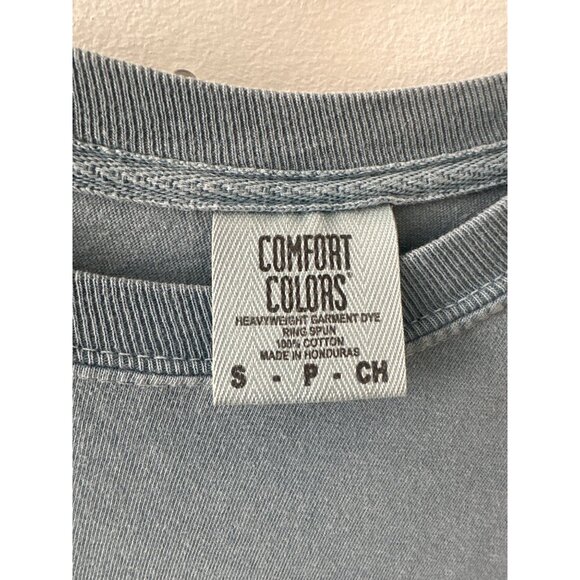 Comfort Colors Long Sleeve T-Shirt "Cheerio Calling Me Home" Graphic S Blue 100% - Picture 3 of 3